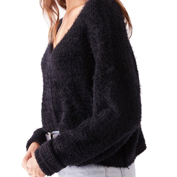 Free People Princess V-Neck Sweater in Black Medium - Picture 2 of 8